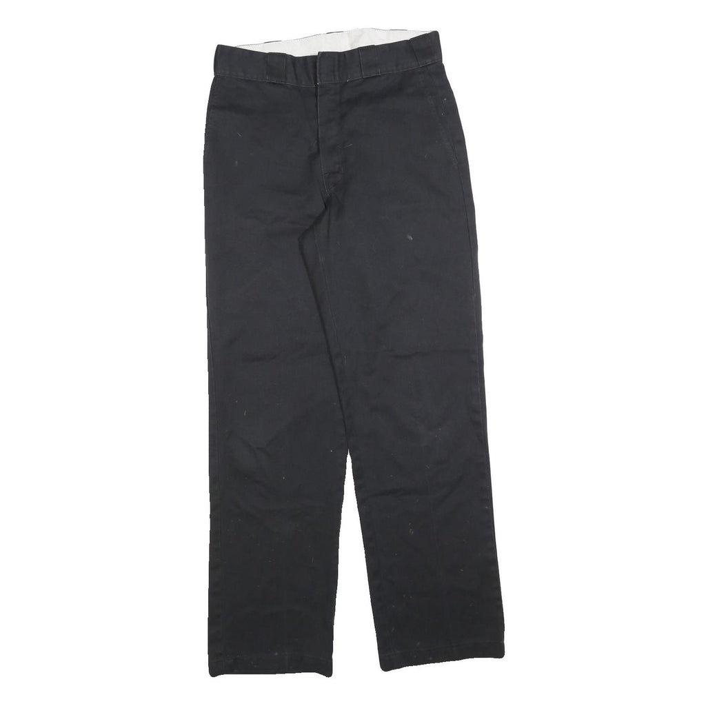 DICKIES Mens Cotton Blend Black Regular Straight Trousers W30 L30 Workwear Zip