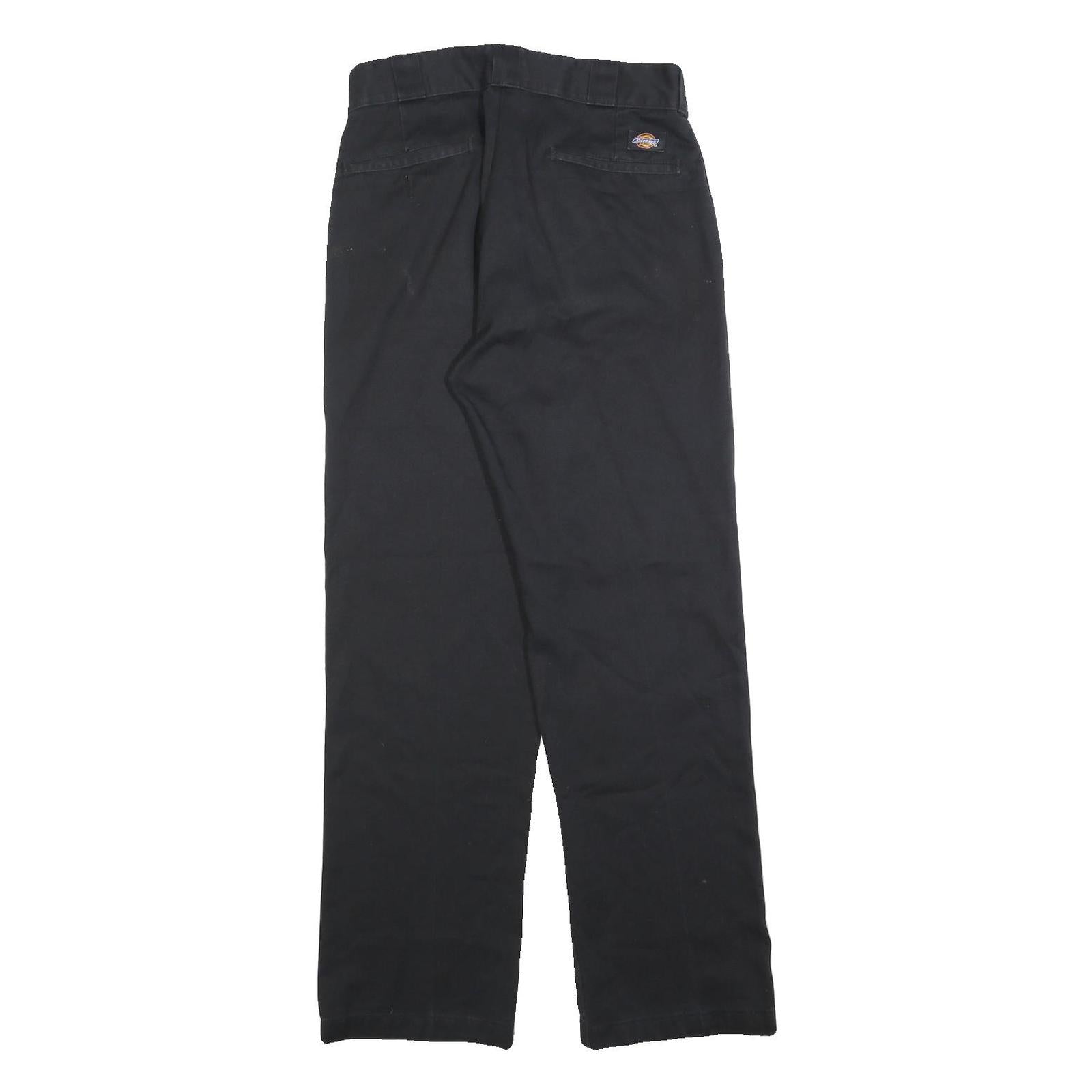 DICKIES Mens Cotton Blend Black Regular Straight Trousers W30 L30 Workwear Zip