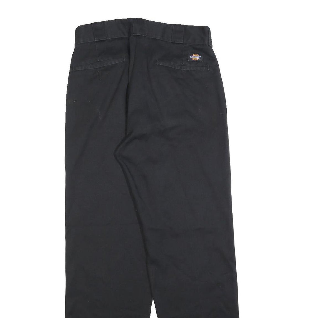 DICKIES Mens Cotton Blend Black Regular Straight Trousers W30 L30 Workwear Zip