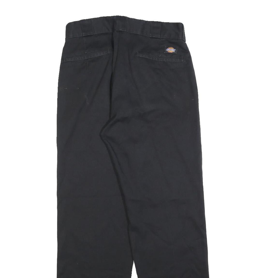 DICKIES Mens Cotton Blend Black Regular Straight Trousers W30 L30 Workwear Zip