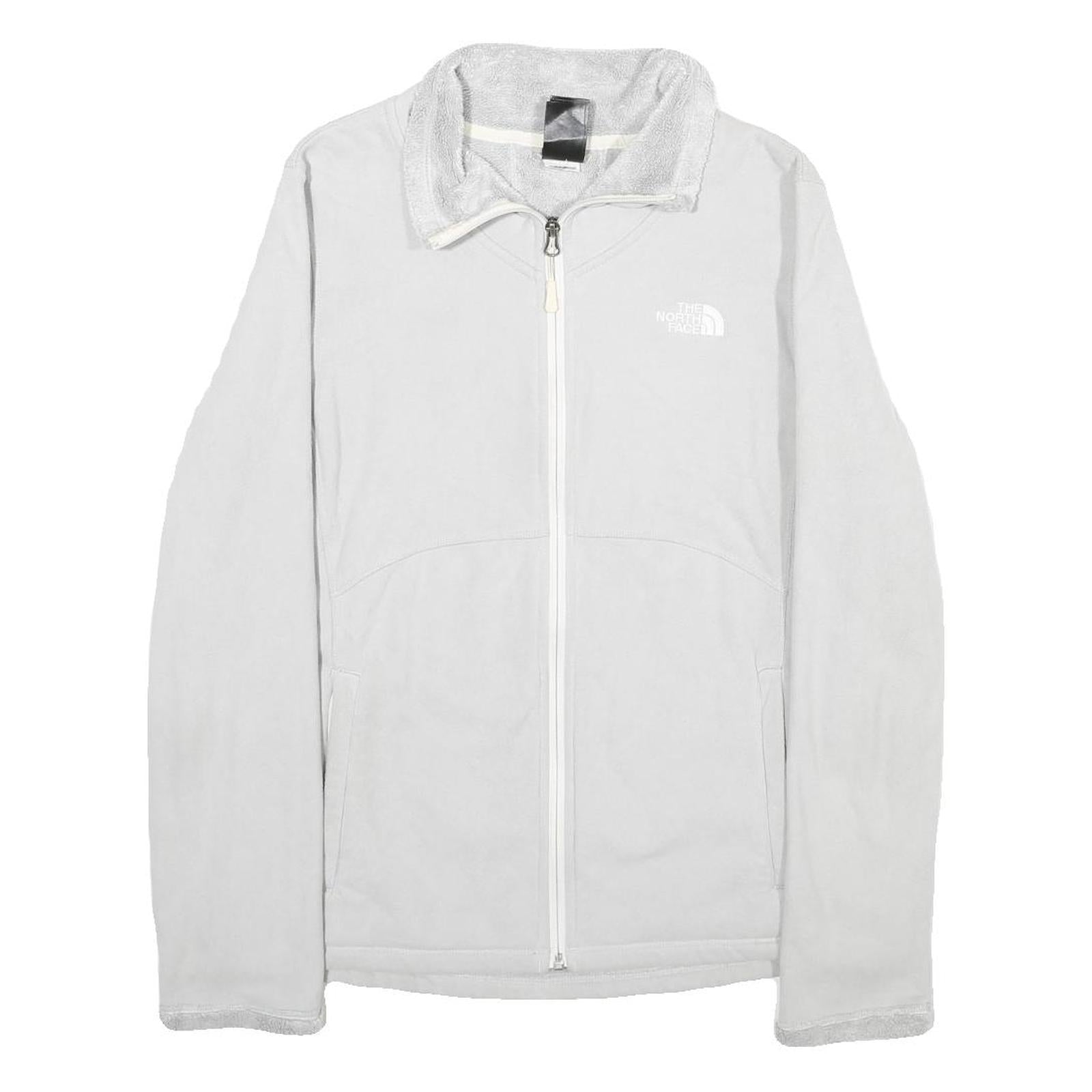 THE NORTH FACE Womens White Jacket M Polyester Plain Full Zip Casual Outdoor