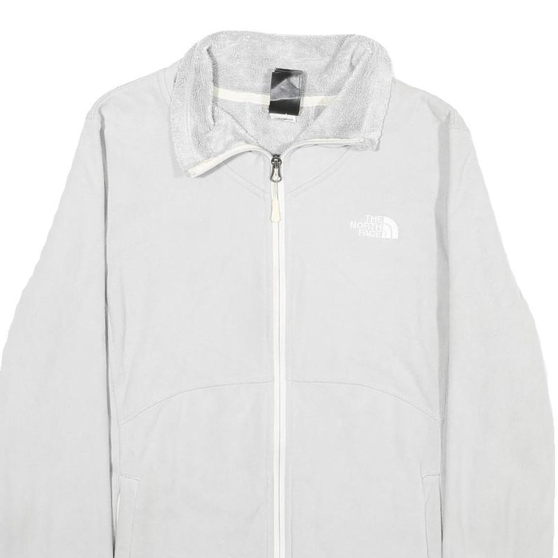 THE NORTH FACE Womens White Jacket M Polyester Plain Full Zip Casual Outdoor