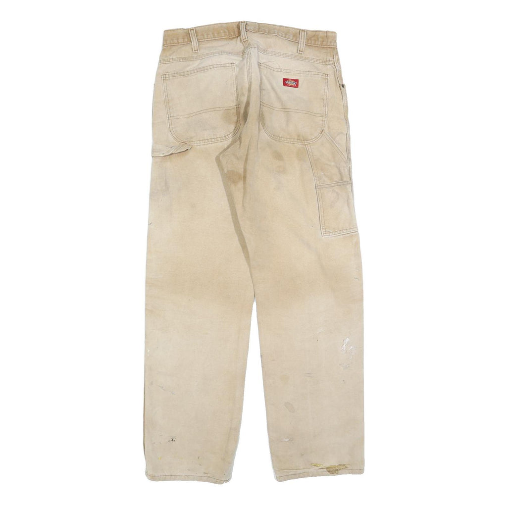DICKIES Mens Jeans Beige Relaxed Straight Denim Fair W33 L32 Workwear Durable
