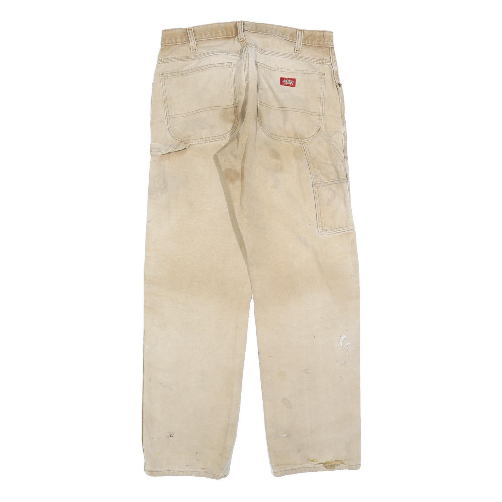 DICKIES Mens Jeans Beige Relaxed Straight Denim Fair W33 L32 Workwear Durable