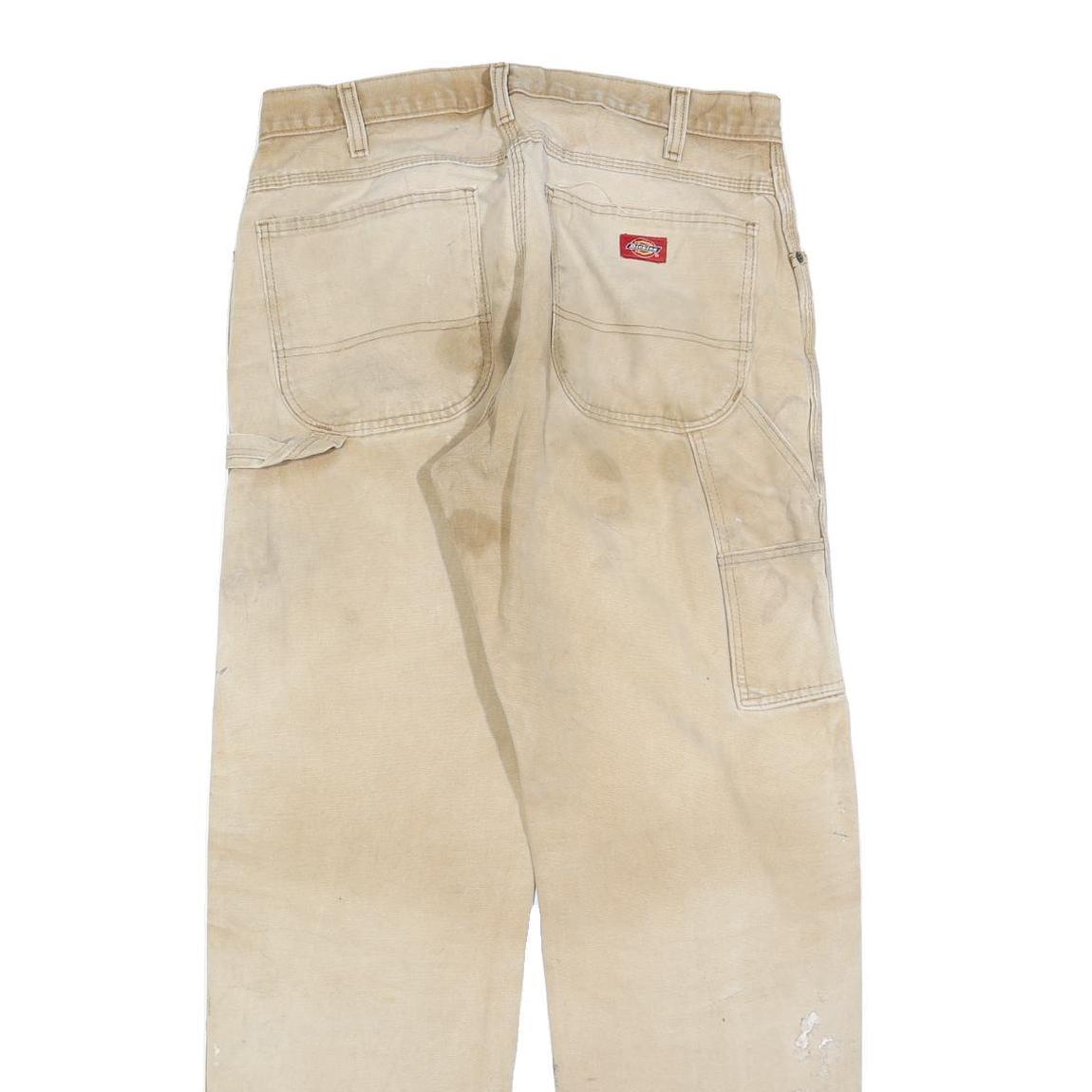 DICKIES Mens Jeans Beige Relaxed Straight Denim Fair W33 L32 Workwear Durable