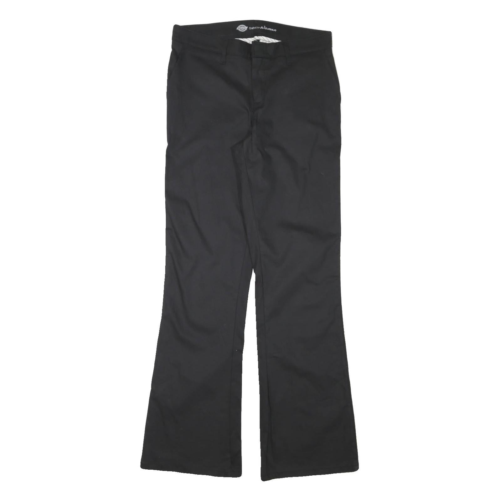 DICKIES Womens Black Cotton Blend Regular Fit Straight Leg Trousers W30 L33