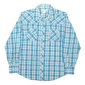 WRANGLER Mens Blue & White Check Shirt L Cotton Blend Western Style Long Sleeve