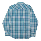 WRANGLER Mens Blue & White Check Shirt L Cotton Blend Western Style Long Sleeve