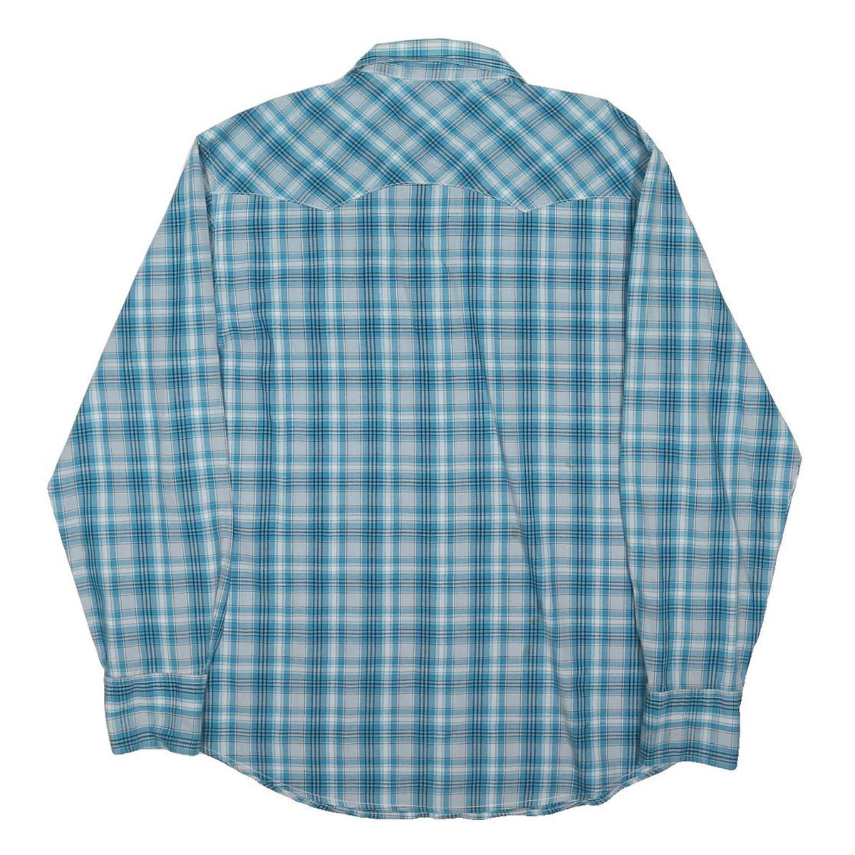 WRANGLER Mens Blue & White Check Shirt L Cotton Blend Western Style Long Sleeve