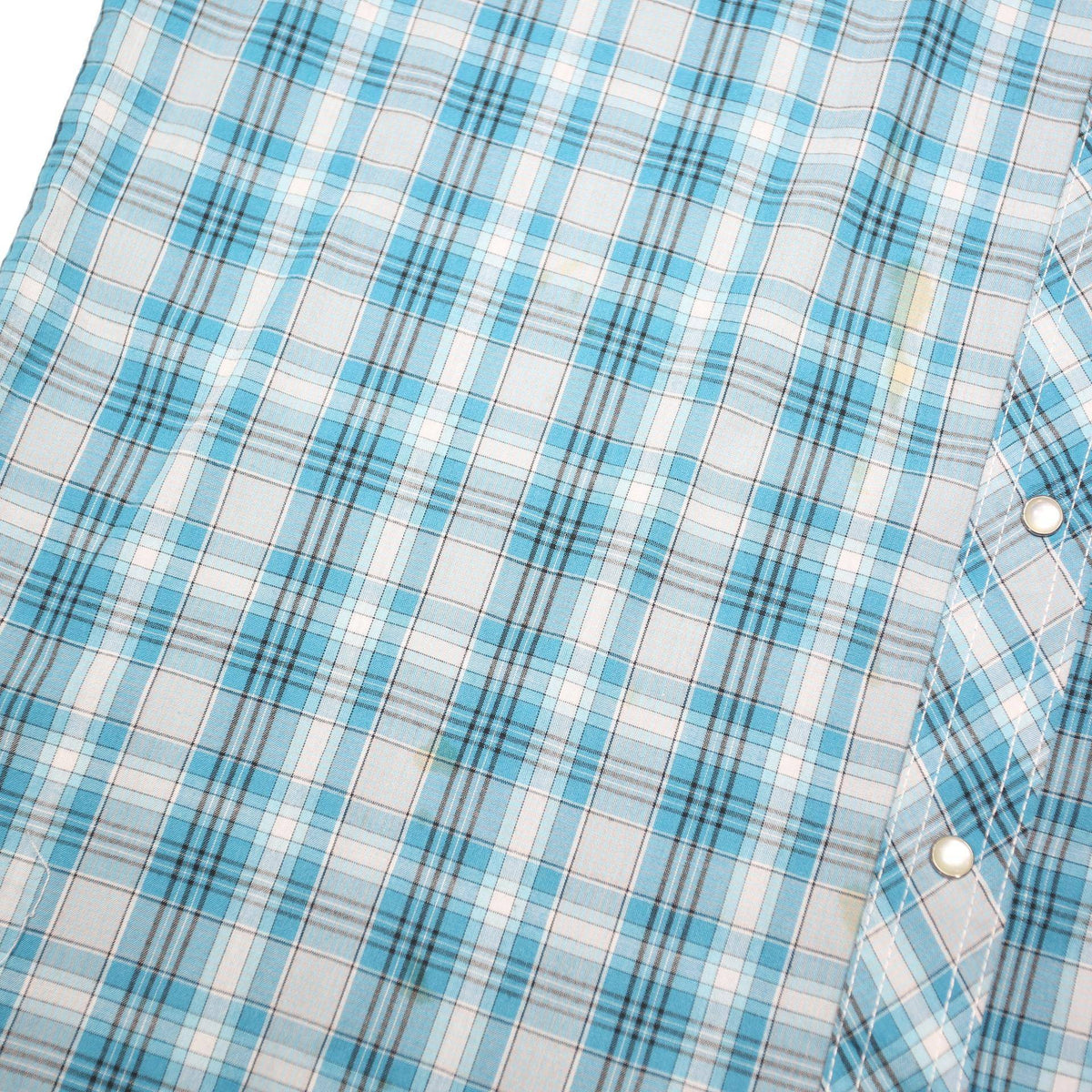 WRANGLER Mens Blue & White Check Shirt L Cotton Blend Western Style Long Sleeve