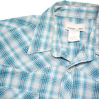 WRANGLER Mens Blue & White Check Shirt L Cotton Blend Western Style Long Sleeve
