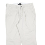 MADDISON Mens Cotton Blend Relaxed Straight Trousers Off White W35 L25 Casual