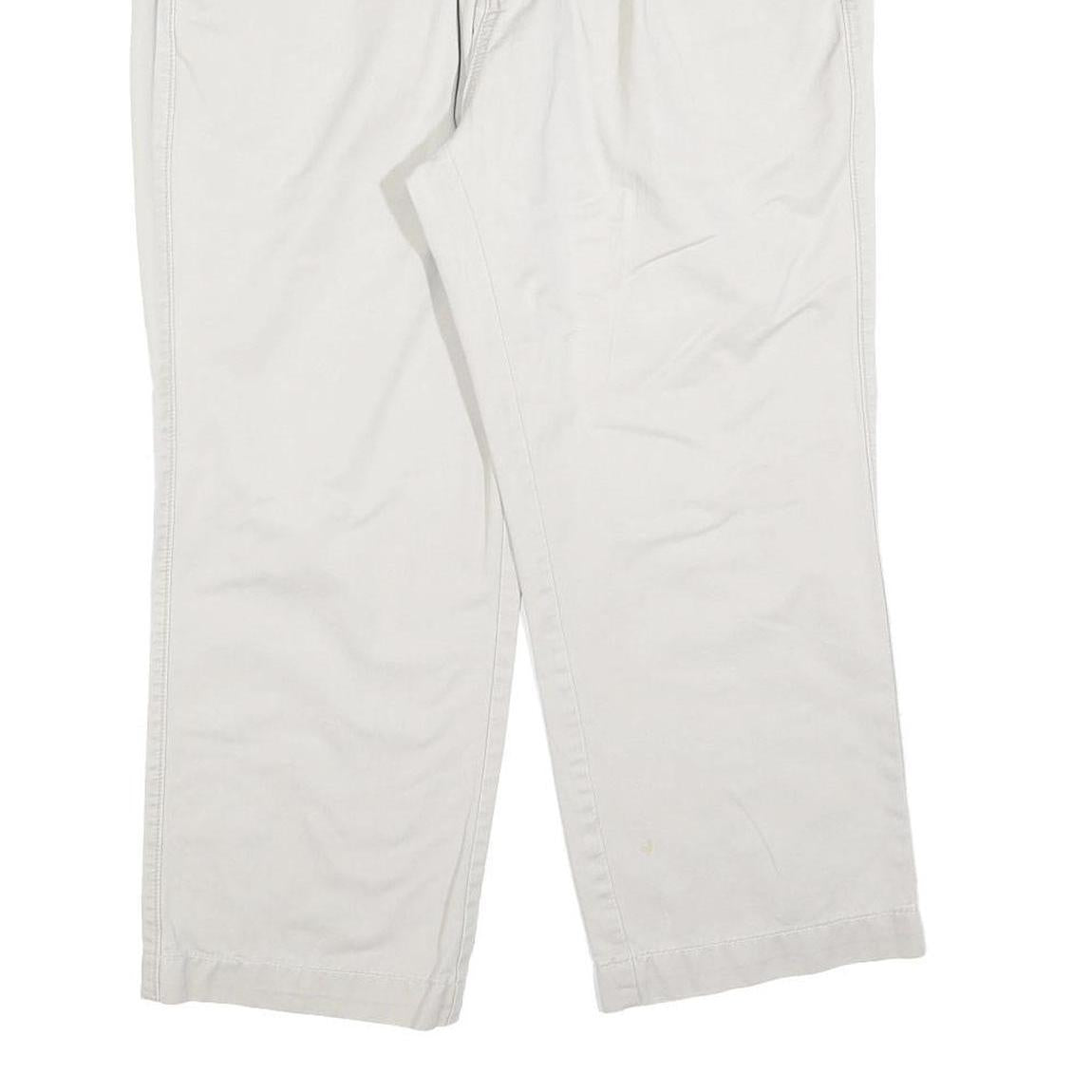 MADDISON Mens Cotton Blend Relaxed Straight Trousers Off White W35 L25 Casual