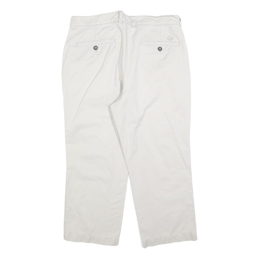 MADDISON Mens Cotton Blend Relaxed Straight Trousers Off White W35 L25 Casual