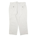 MADDISON Mens Cotton Blend Relaxed Straight Trousers Off White W35 L25 Casual