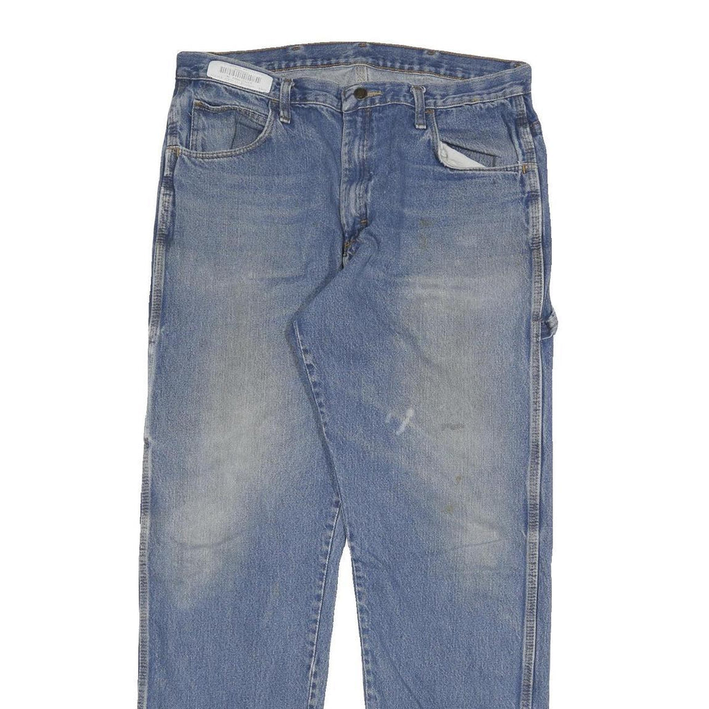 DICKIES Mens Jeans Blue Cotton Blend Regular Straight W34 L32 Workwear Zip