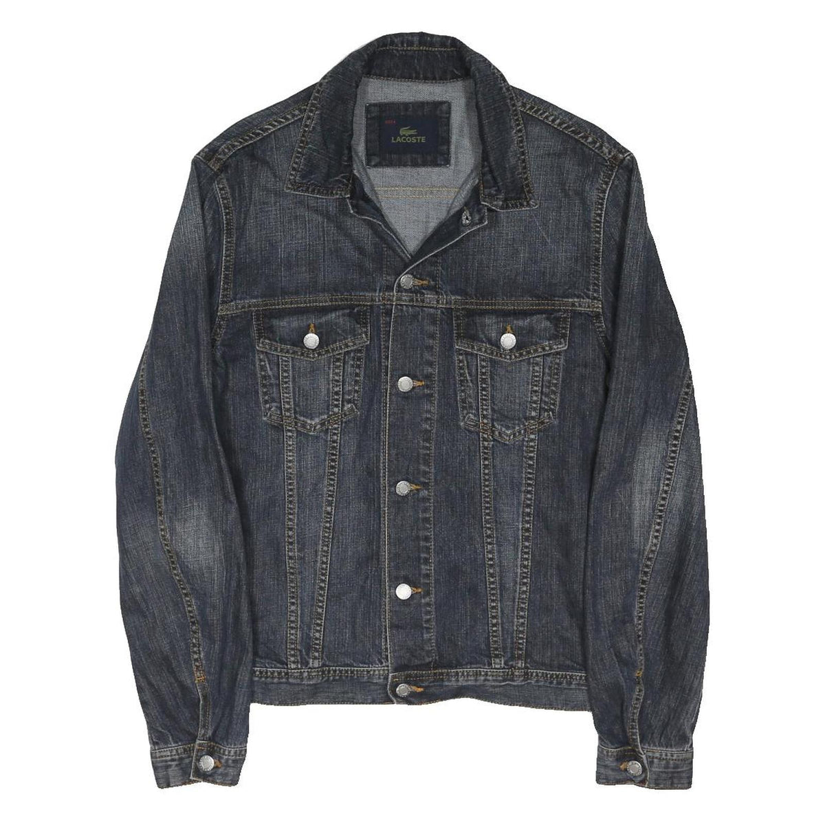 LACOSTE Mens Blue Denim Jacket M Cotton Blend Button Classic Pockets