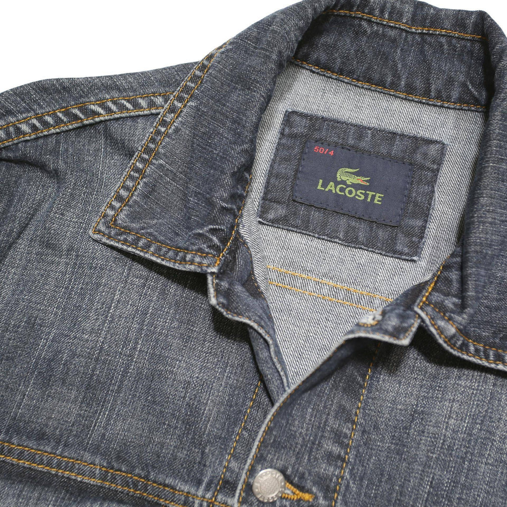 LACOSTE Mens Blue Denim Jacket M Cotton Blend Button Classic Pockets