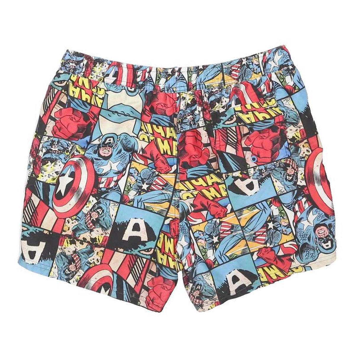 MARVEL Mens Swimming Shorts Blue Casual Polyester Blend S W30 Comic Print