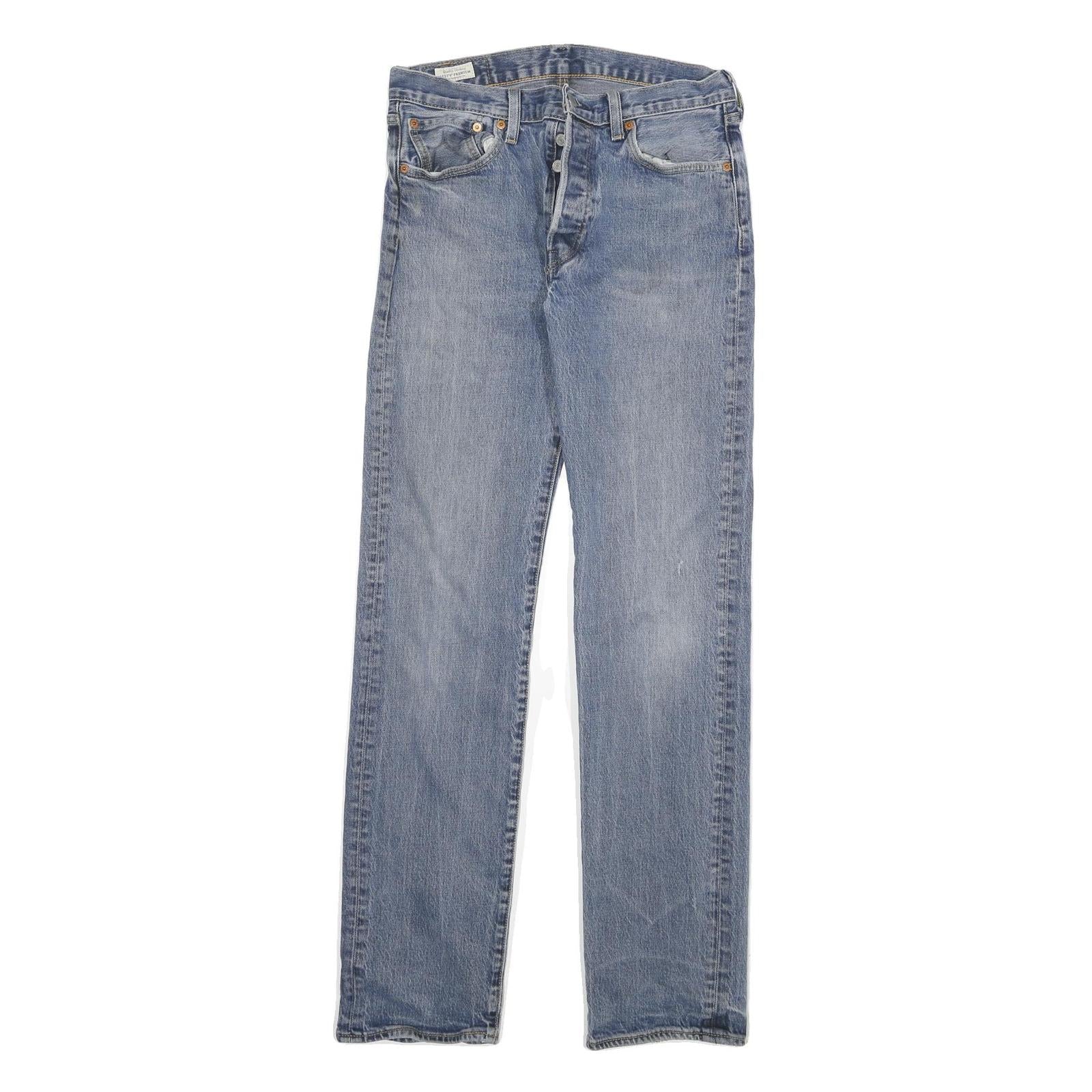 LEVI'S 501 Big E Mens Jeans Blue Regular Straight Denim Light W30 L33 Button