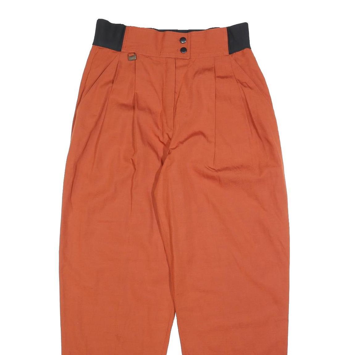KEMO Womens Linen Blend Rust Relaxed Tapered Trousers W28 L28 Zip Closure