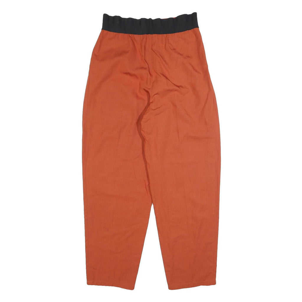 KEMO Womens Linen Blend Rust Relaxed Tapered Trousers W28 L28 Zip Closure