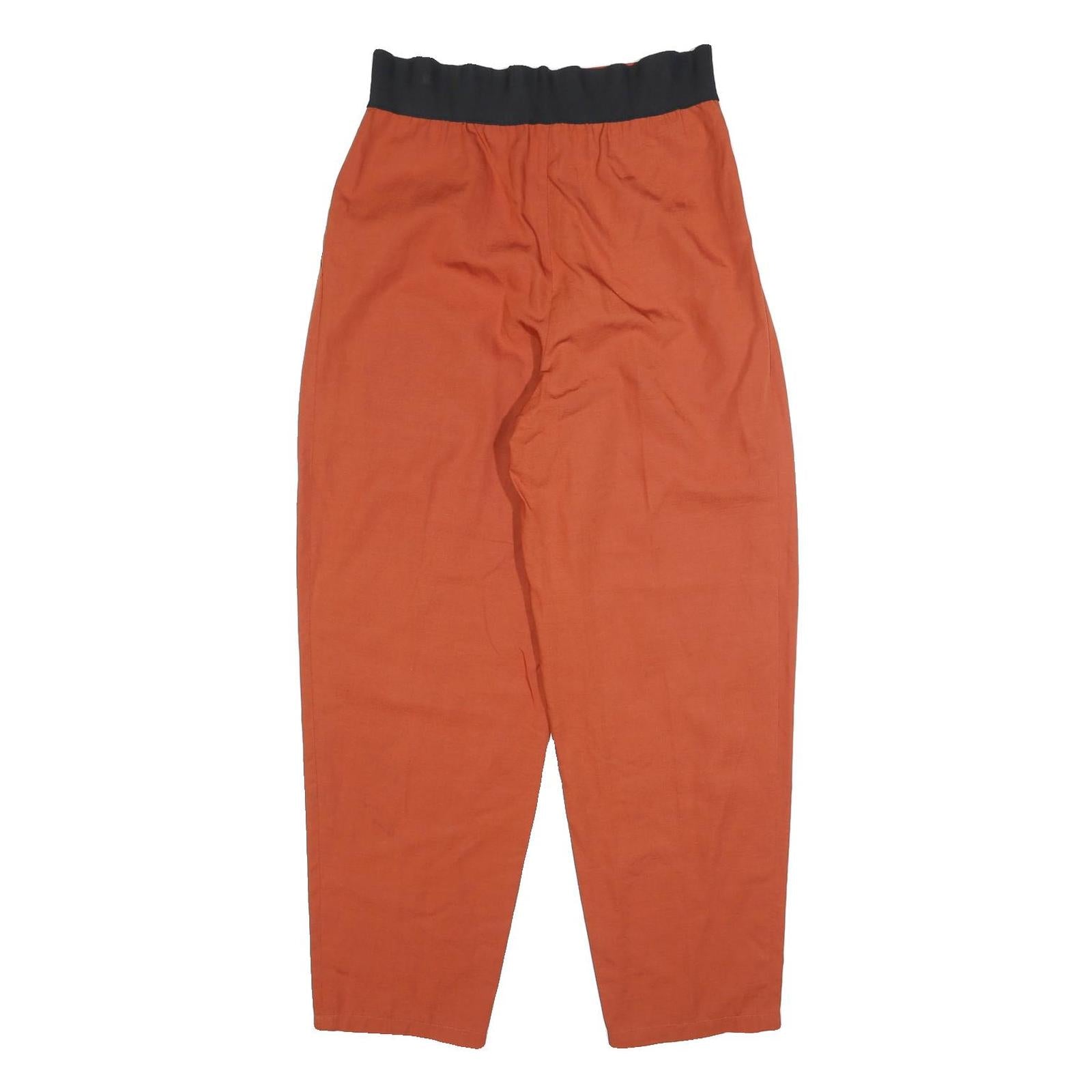KEMO Womens Linen Blend Rust Relaxed Tapered Trousers W28 L28 Zip Closure