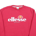 ELLESSE Womens Red Crew Neck UK 12 Sweatshirt Sport Logo Cotton Blend Pullover