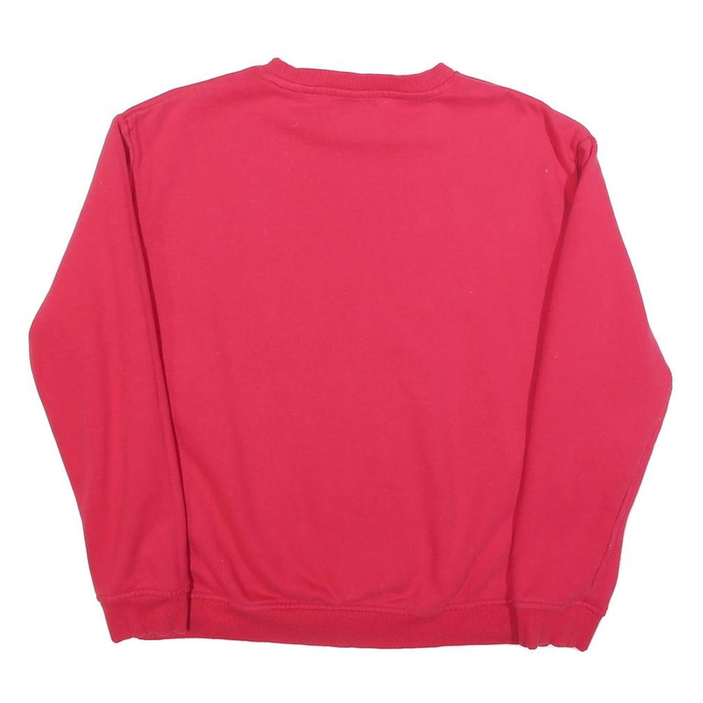 ELLESSE Womens Red Crew Neck UK 12 Sweatshirt Sport Logo Cotton Blend Pullover