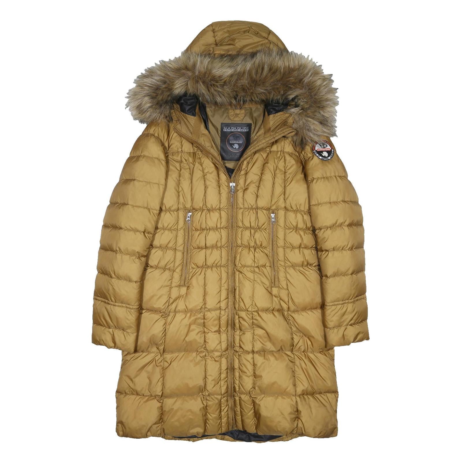 NAPAPIJRI Womens Beige Polyamide Puffer Jacket M Hooded Zip Quilted Winter