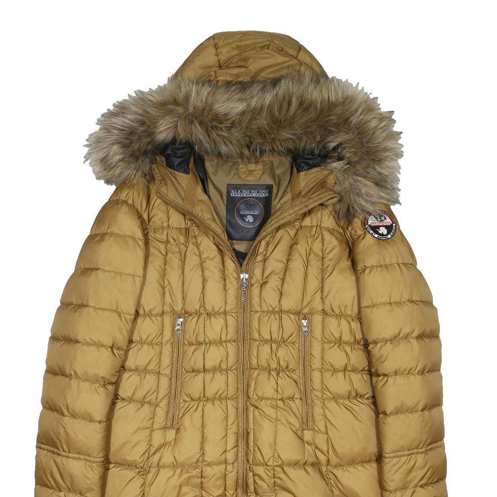 NAPAPIJRI Womens Beige Polyamide Puffer Jacket M Hooded Zip Quilted Winter