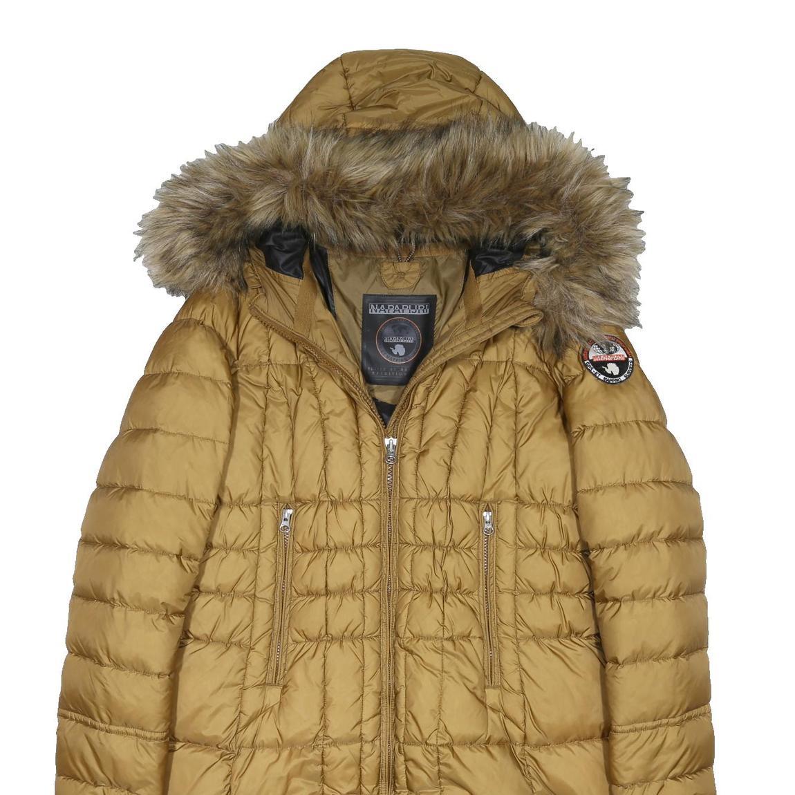 NAPAPIJRI Womens Beige Polyamide Puffer Jacket M Hooded Zip Quilted Winter