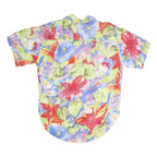 Womens Green Red Blue Floral Print Cotton Blend Shirt Short Sleeve Collared XL
