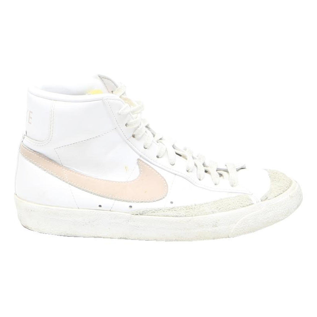 NIKE Blazer Mid Womens Leather White Pink UK 7 High Top Trainers Retro Style