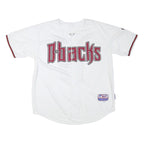 MAJESTIC Mens White Dbacks Baseball Shirt L Short Sleeve Button Neck Player