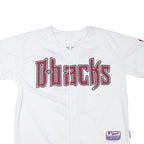 MAJESTIC Mens White Dbacks Baseball Shirt L Short Sleeve Button Neck Player