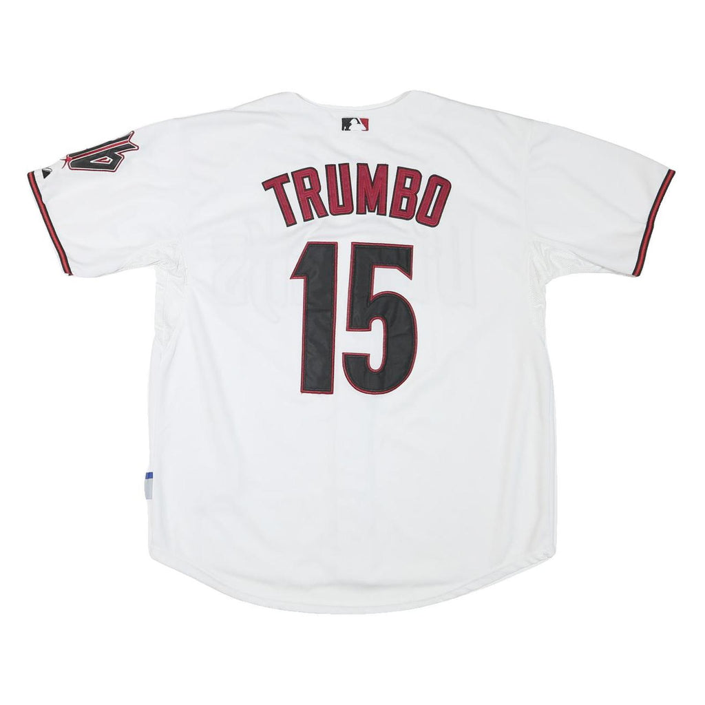 MAJESTIC Mens White Dbacks Baseball Shirt L Short Sleeve Button Neck Player