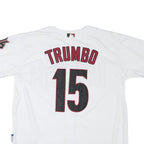 MAJESTIC Mens White Dbacks Baseball Shirt L Short Sleeve Button Neck Player