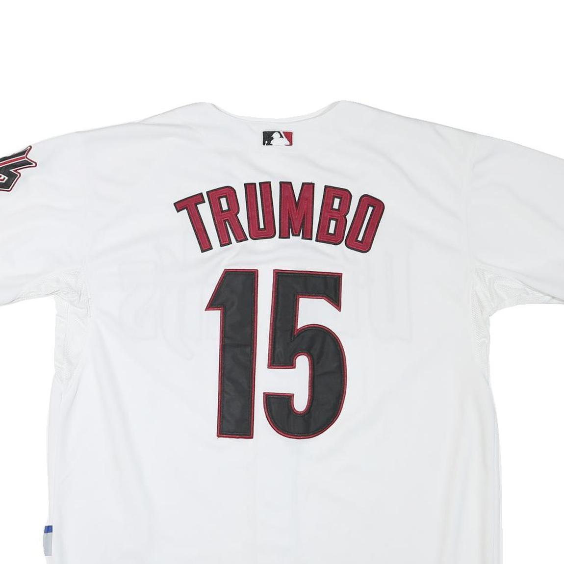 MAJESTIC Mens White Dbacks Baseball Shirt L Short Sleeve Button Neck Player