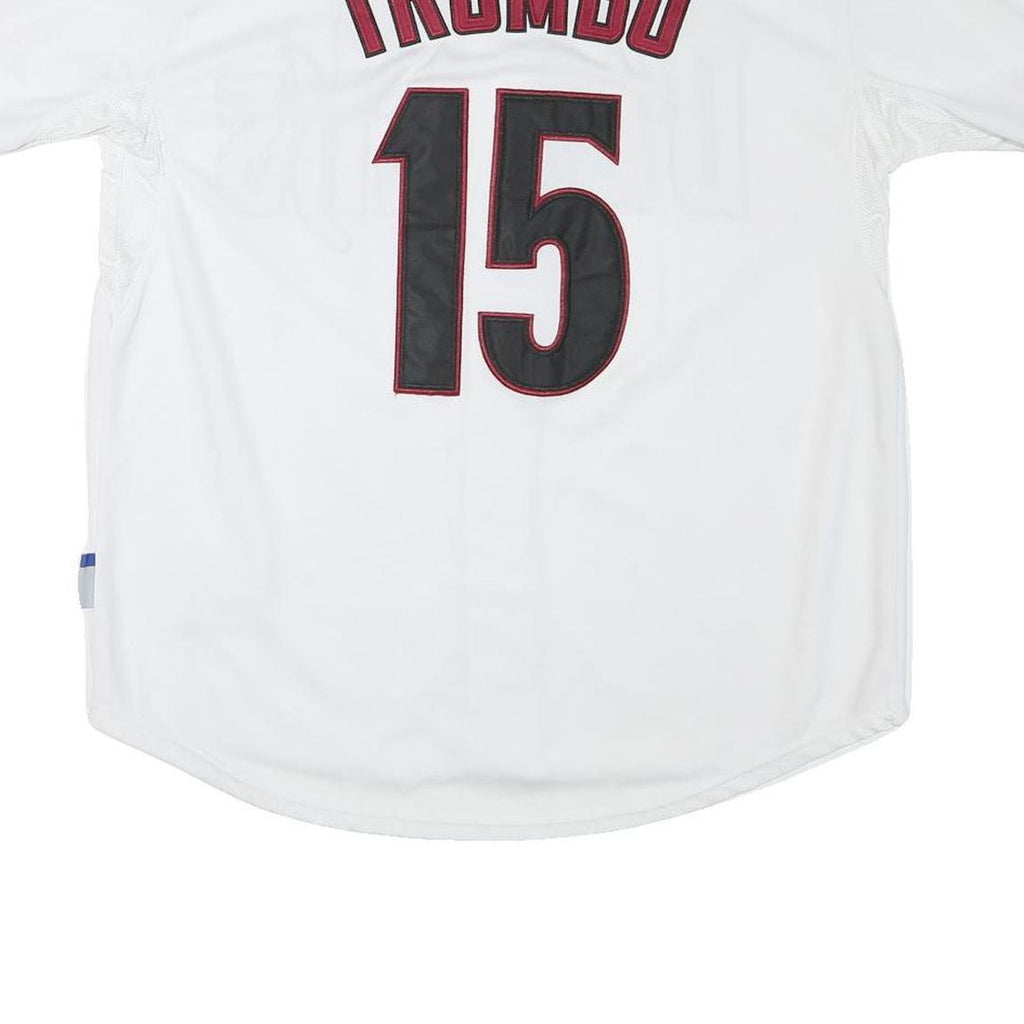 MAJESTIC Mens White Dbacks Baseball Shirt L Short Sleeve Button Neck Player