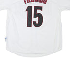 MAJESTIC Mens White Dbacks Baseball Shirt L Short Sleeve Button Neck Player