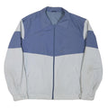 Mens Blue & White Casual Zip Jacket L Polyester Blend Colourblock Pocket