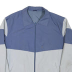 Mens Blue & White Casual Zip Jacket L Polyester Blend Colourblock Pocket