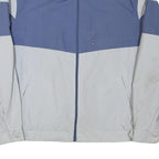Mens Blue & White Casual Zip Jacket L Polyester Blend Colourblock Pocket