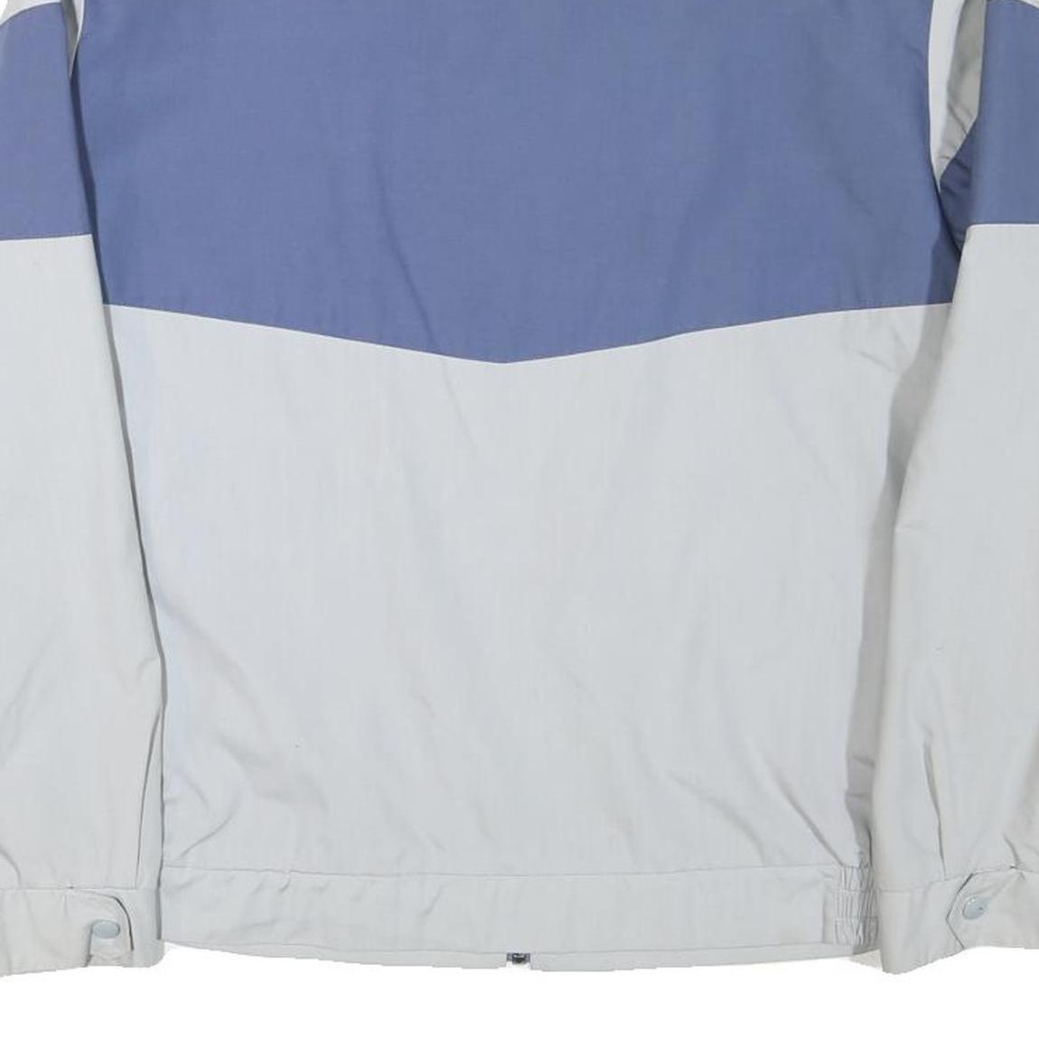 Mens Blue & White Casual Zip Jacket L Polyester Blend Colourblock Pocket