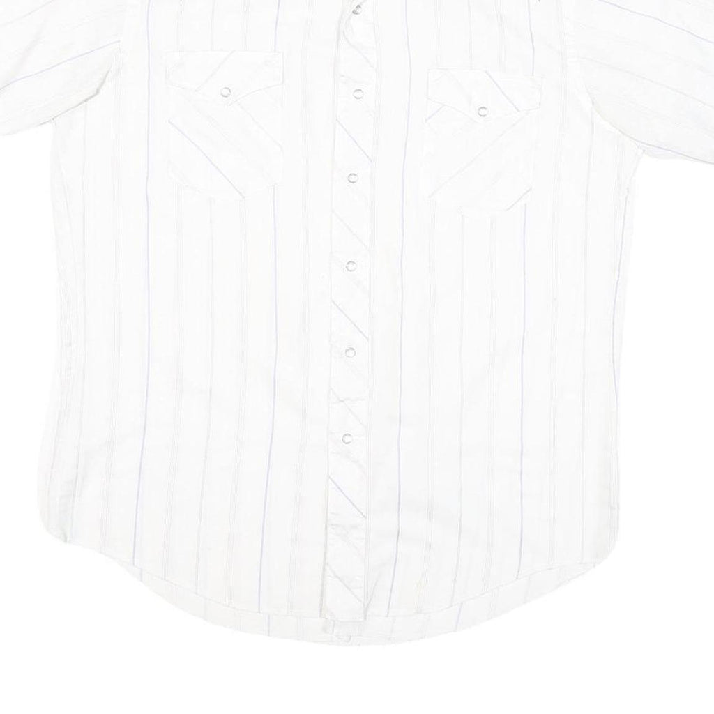 WRANGLER Mens White & Light Blue Striped Western Shirt XL Button Snap Fastening