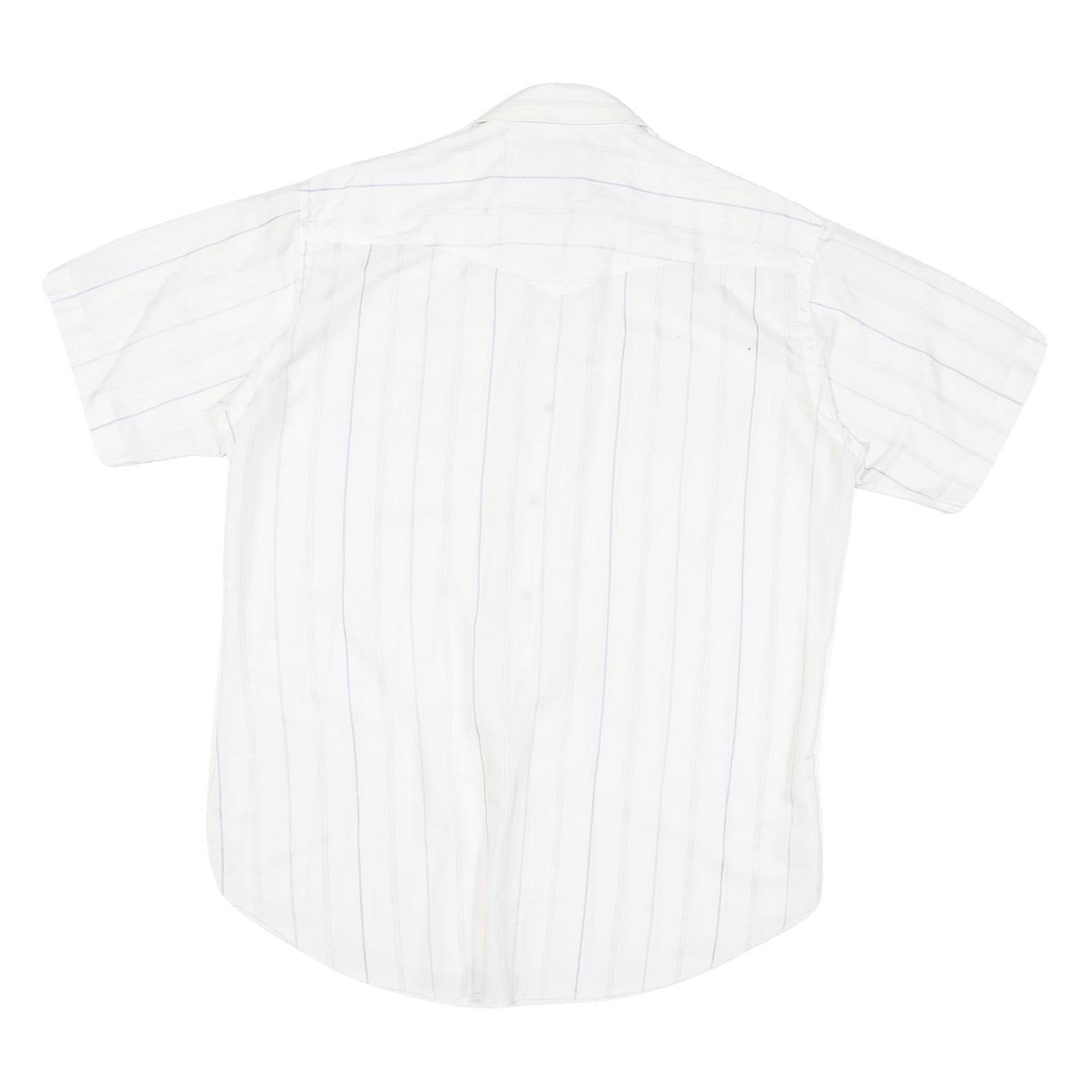 WRANGLER Mens White & Light Blue Striped Western Shirt XL Button Snap Fastening