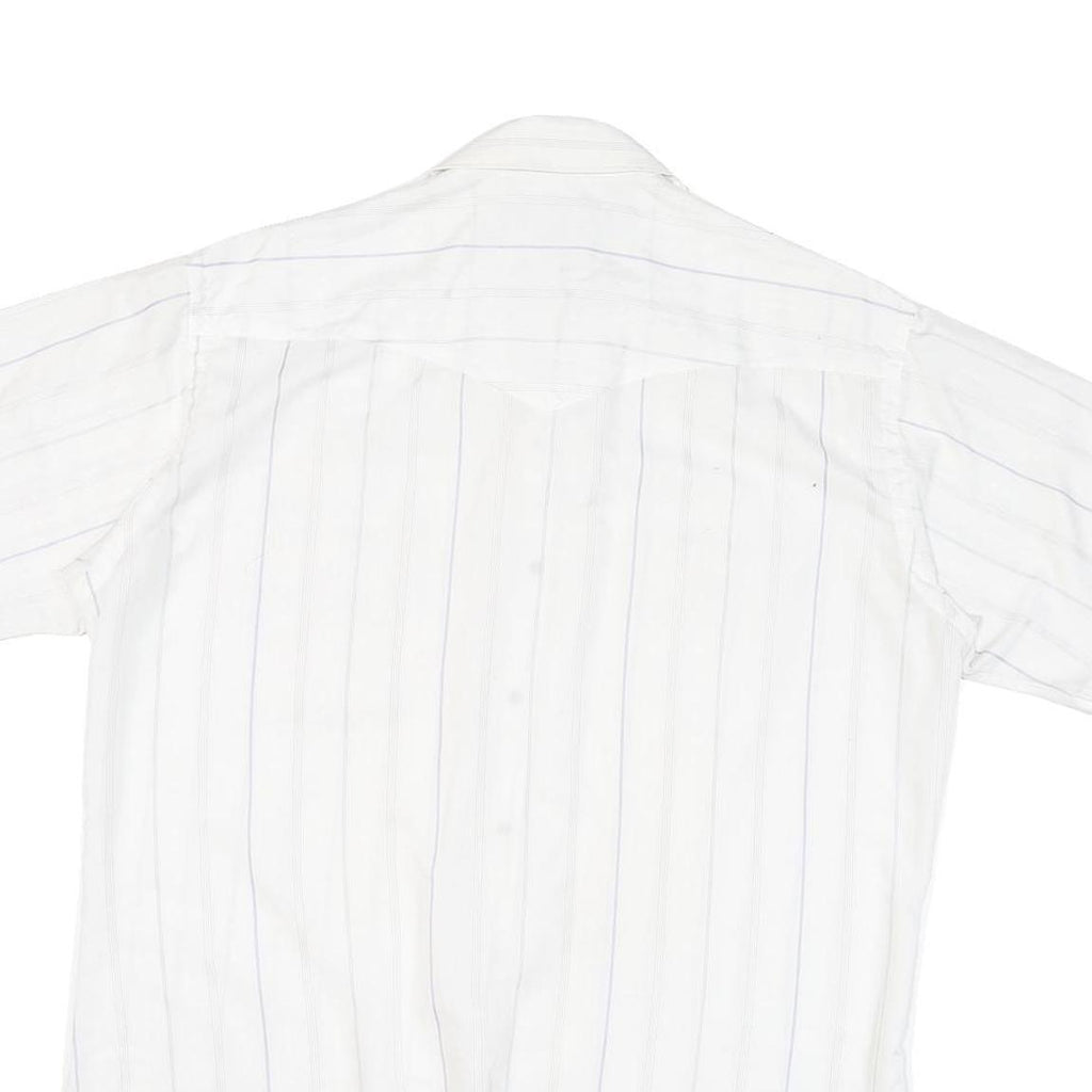 WRANGLER Mens White & Light Blue Striped Western Shirt XL Button Snap Fastening