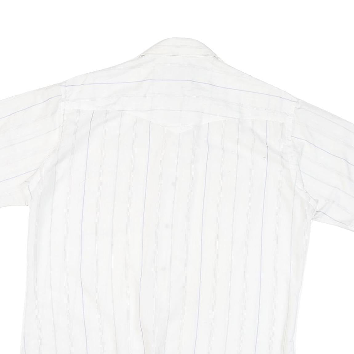 WRANGLER Mens White & Light Blue Striped Western Shirt XL Button Snap Fastening