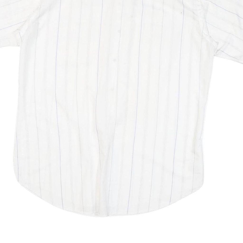 WRANGLER Mens White & Light Blue Striped Western Shirt XL Button Snap Fastening